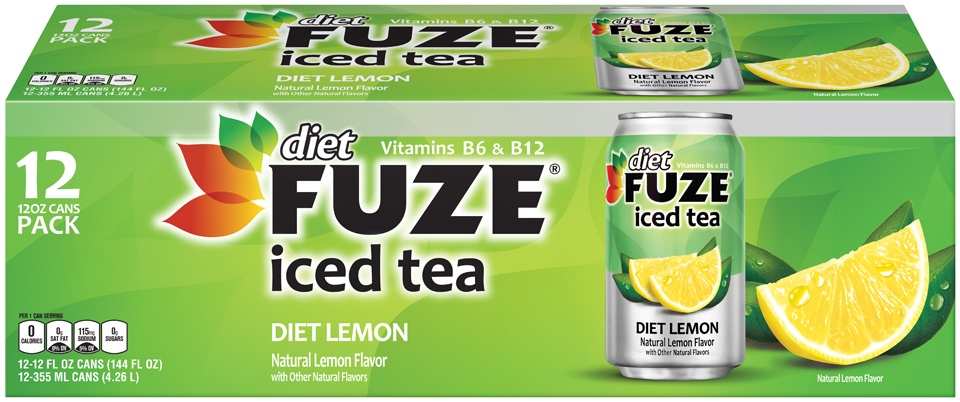 slide 1 of 9, Fuze Lemon Diet Iced Tea, 12 ct; 12 fl oz