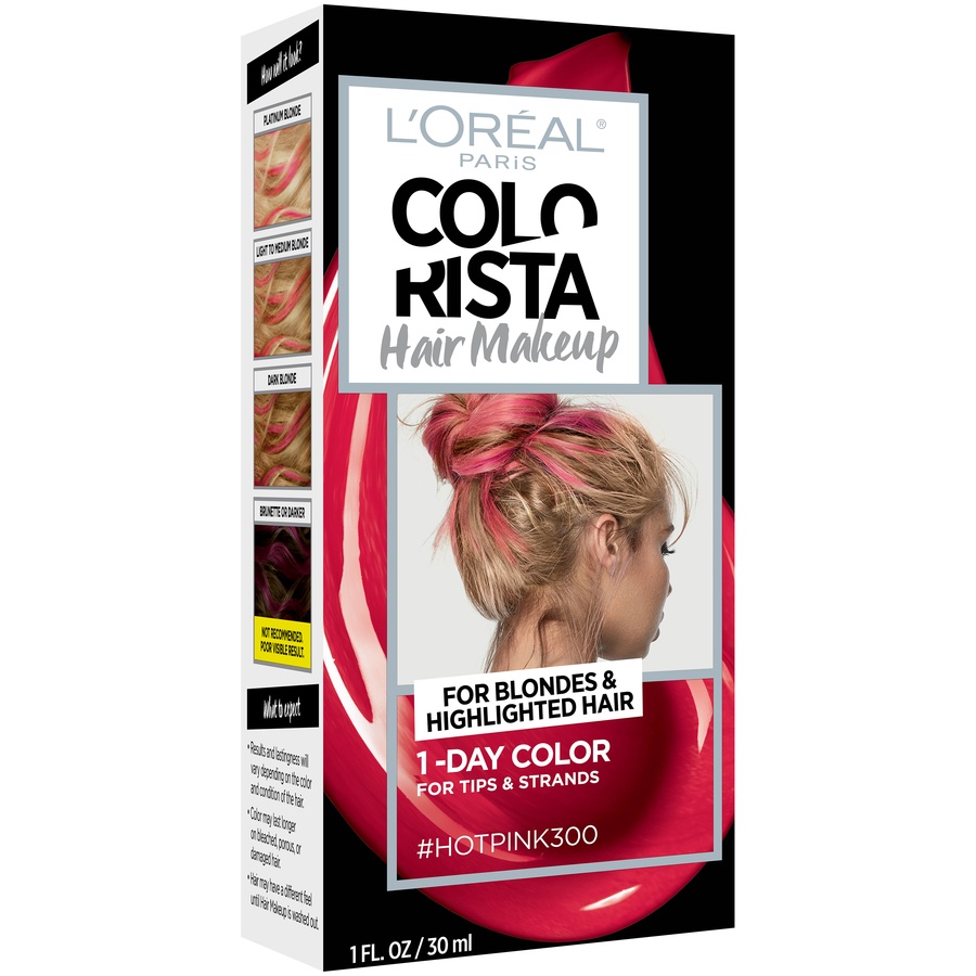 slide 3 of 8, L'Oréal Paris Colorista Hair Makeup 1day Hair Color Hot Pink 300 For Blondes, 1 fl oz