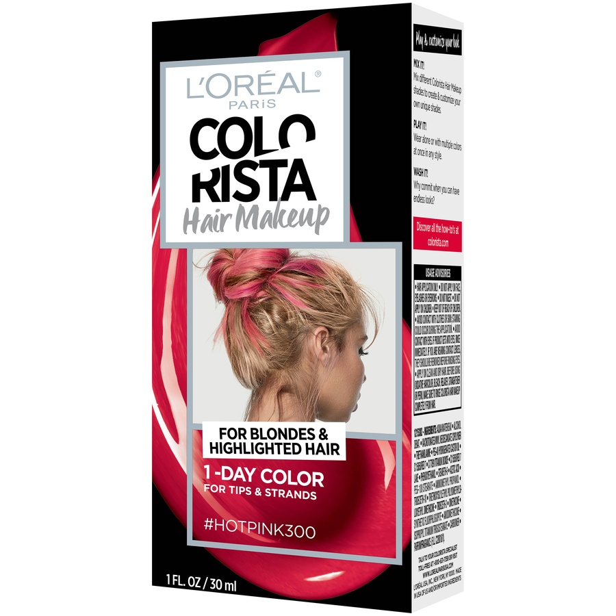 slide 4 of 8, L'Oréal Paris Colorista Hair Makeup 1day Hair Color Hot Pink 300 For Blondes, 1 fl oz