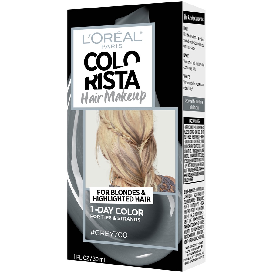 slide 4 of 8, L'Oréal Paris Colorista Hair Makeup 1day Hair Color Grey 700 For Blondes, 1 fl oz