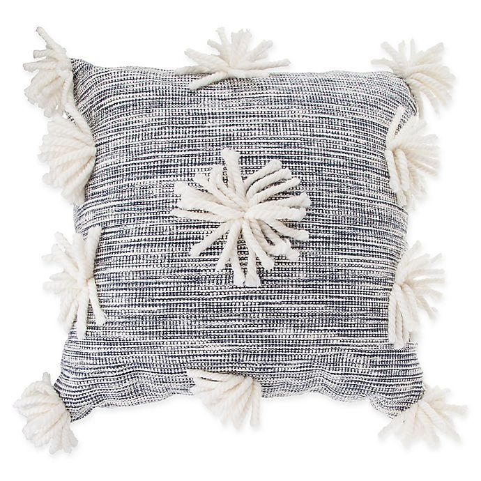 slide 1 of 1, Anthology Henley Woven Pom Pom Square Throw Pillow - Blue, 1 ct