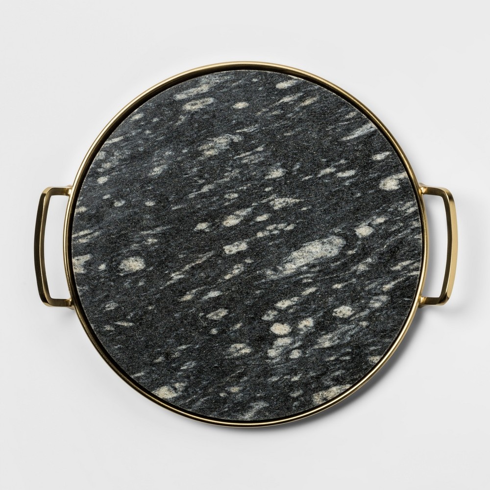 slide 2 of 2, Project 62 Decorative Round Tray - Gold/Black Marble, 1 ct