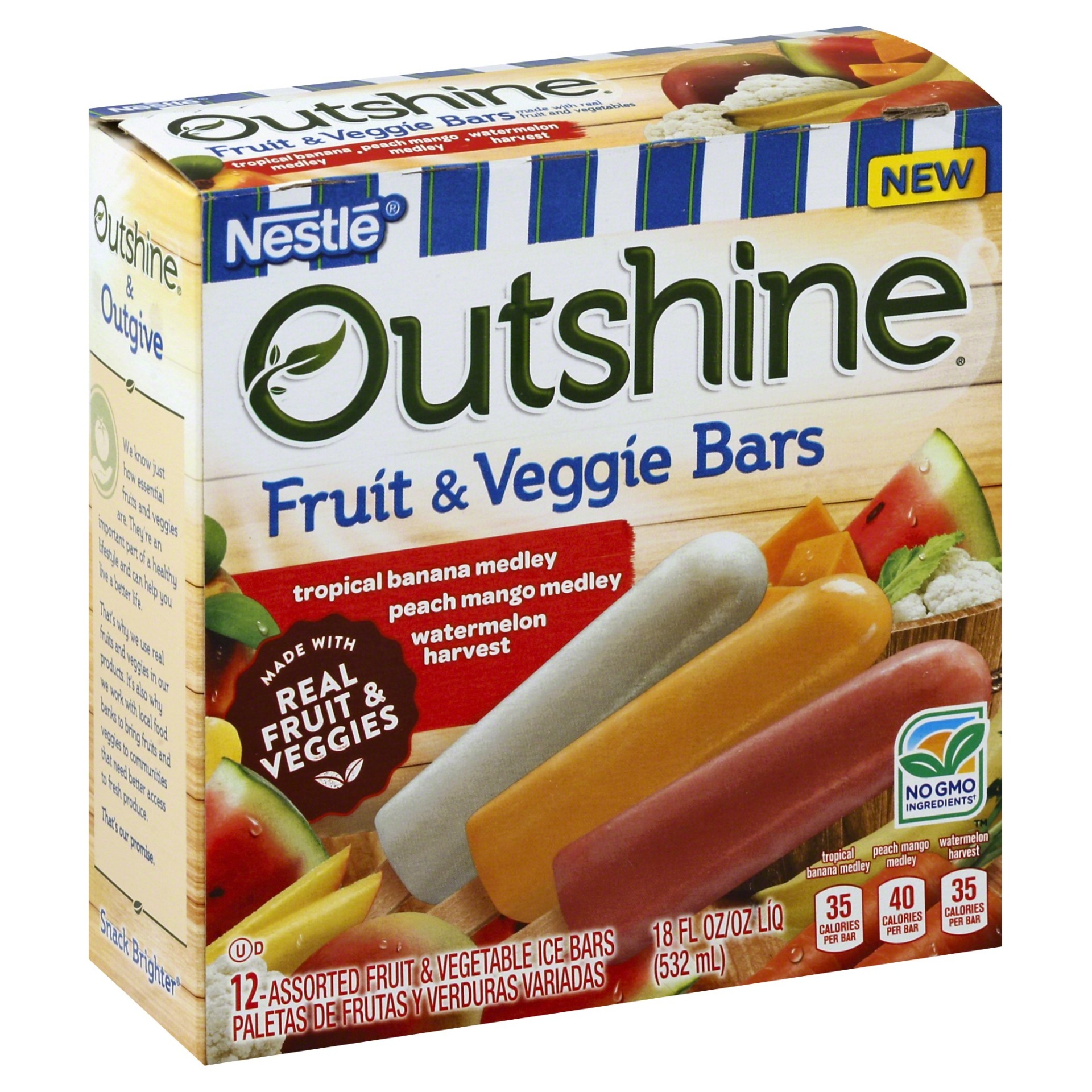 slide 1 of 1, Outshine Fruit Veggie Bars, 12 ct; 18 oz