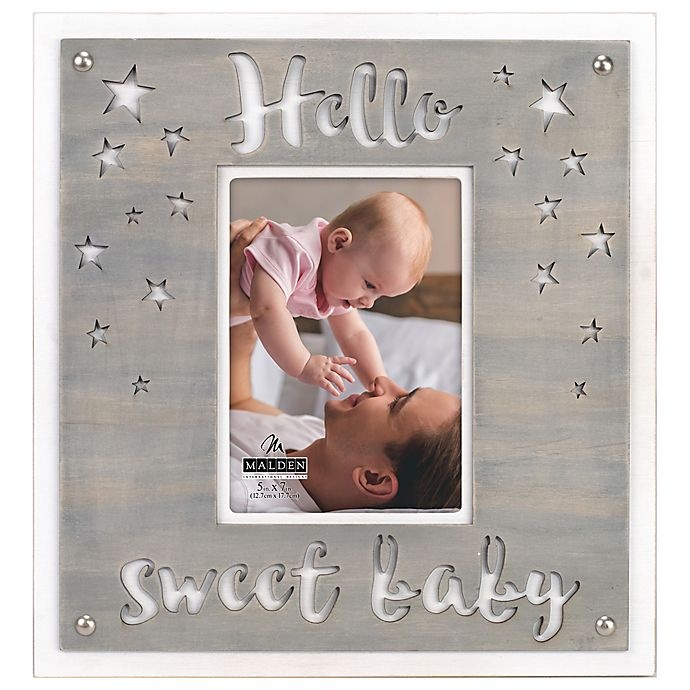 slide 1 of 1, Malden Maiden Hello Baby Photo Frame - Grey, 5 in x 7 in