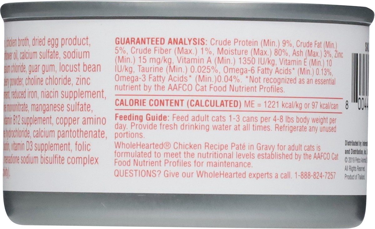 slide 10 of 15, Whole Hearted Adult Pate Grain Free Chicken Recipe in Gravy Food for Cats 2.8 oz, 2.8 oz