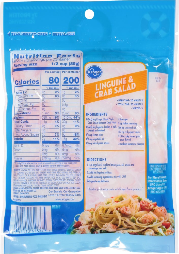 slide 3 of 3, Kroger Chunk Style Crab Select Imitation Crab Meat, 8 oz