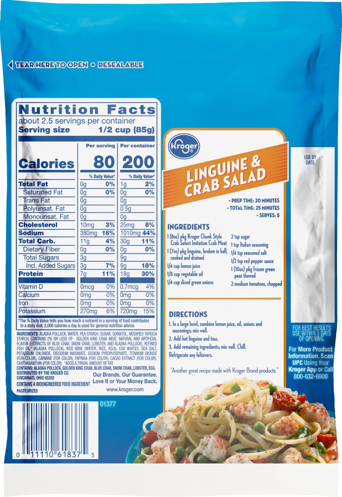 slide 2 of 2, Kroger Chunk Style Crab Select Imitation Crab Meat, 8 oz