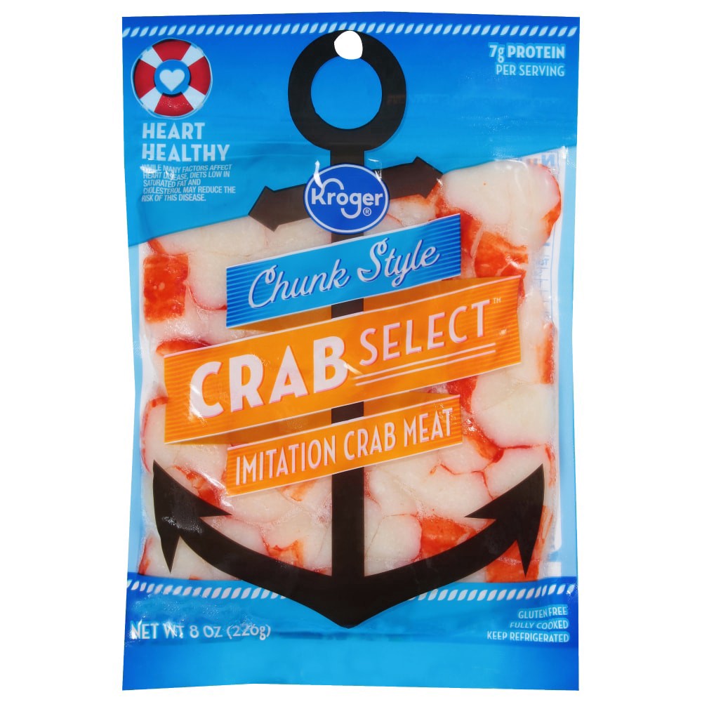 slide 1 of 3, Kroger Chunk Style Crab Select Imitation Crab Meat, 8 oz
