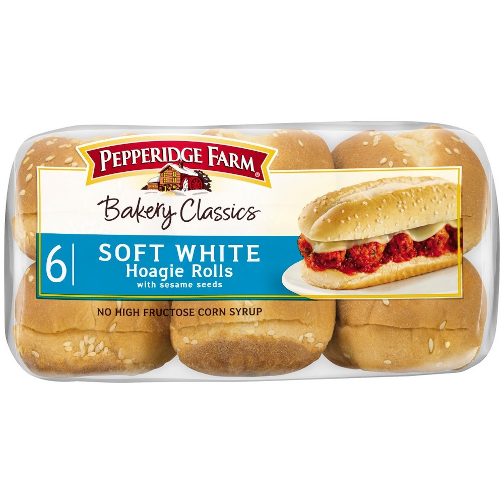 slide 6 of 6, Pepperidge Farm Bakery Classics Soft White with Sesame Seeds Hoagie Rolls, 6-Pack Bag, 14.5 oz