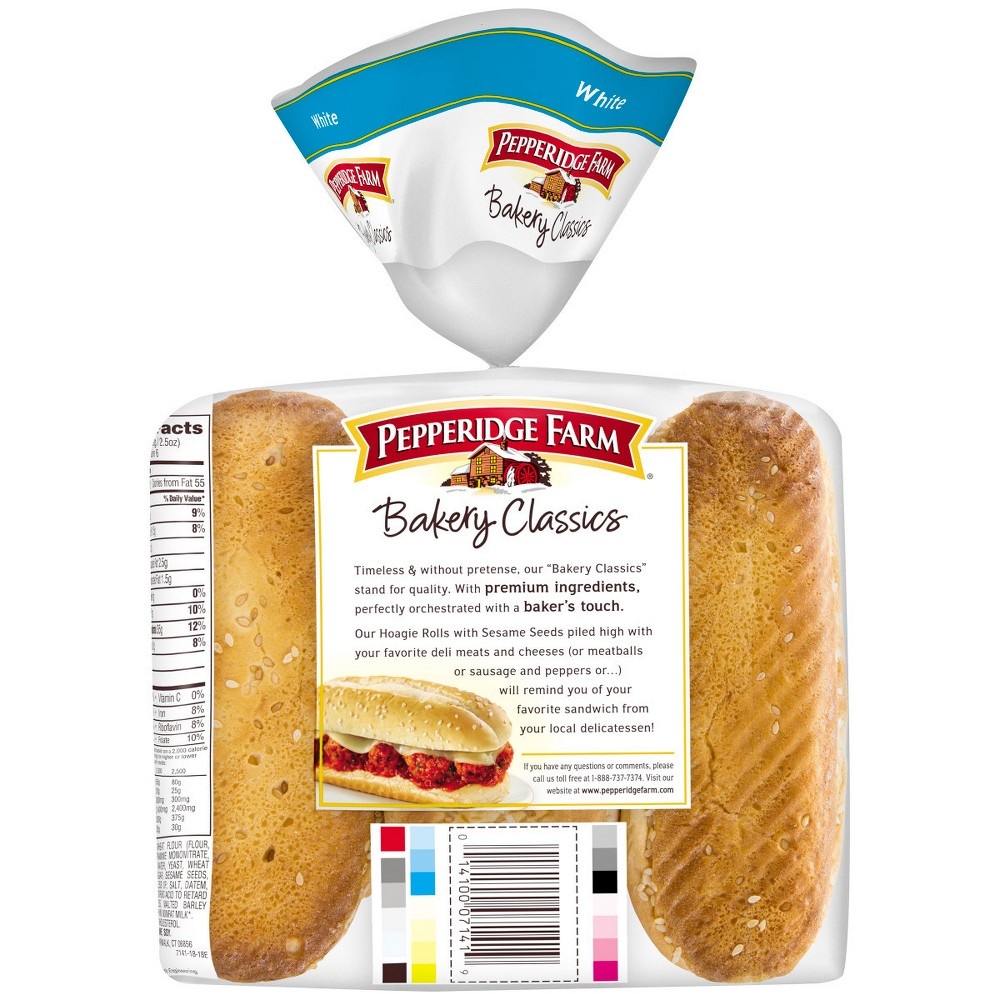 slide 5 of 6, Pepperidge Farm Bakery Classics Soft White with Sesame Seeds Hoagie Rolls, 6-Pack Bag, 14.5 oz