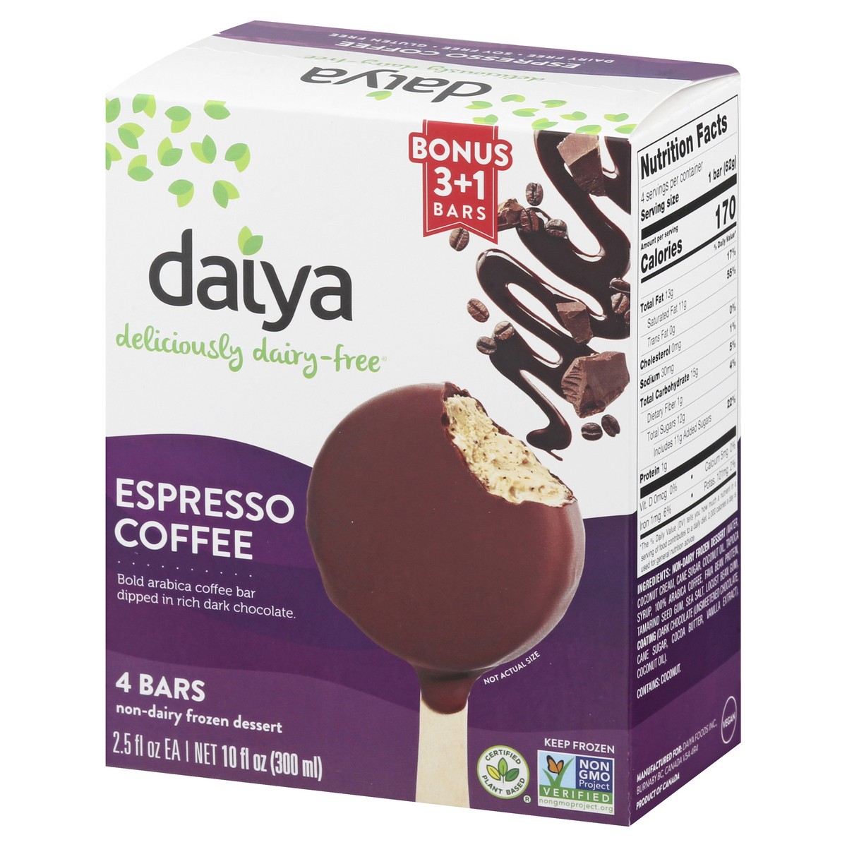 slide 7 of 9, Daiya Dairy Free Espresso Coffee Non-Dairy Frozen Dessert Bar - 10 oz, 10 oz