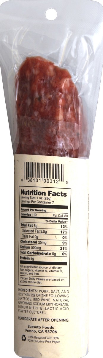 slide 6 of 6, Busseto Foods Salami Dry Wrap Vino Rose, 7 oz