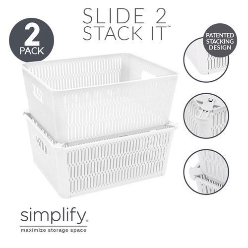 slide 1 of 1, Simplify® slide and stack bin, 2 ct