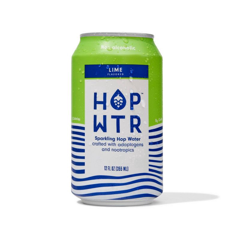 slide 2 of 3, Hop Wtr Non-Alcoholic Lime Sparkling Hop Water 6 - 12 oz Cans, 6 ct