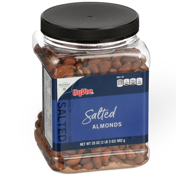 slide 1 of 1, Hy-Vee Salted Almonds, 35 oz