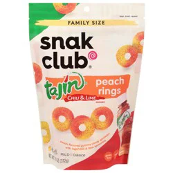 Snak Club Peach Rings, Tajin Chili & Lime Seasoned, Mild, Family Size
