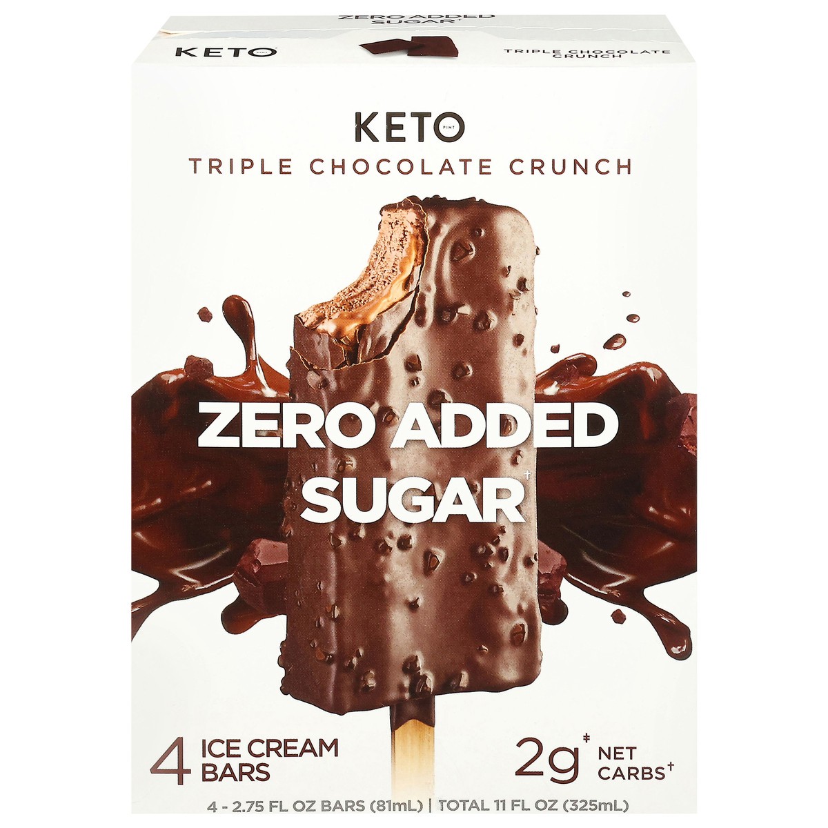 slide 1 of 9, Keto Pint Zero Added Sugar Triple Chocolate Crunch Ice Cream Bars 4 - 2.75 fl oz Bars, 4 ct