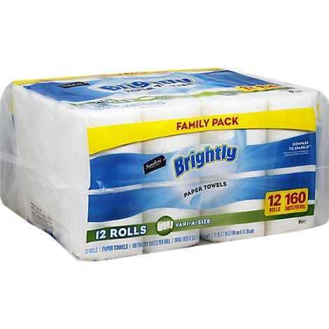 slide 1 of 1, Signature Select Paper Towels Brightly Family Pack, 12 ct