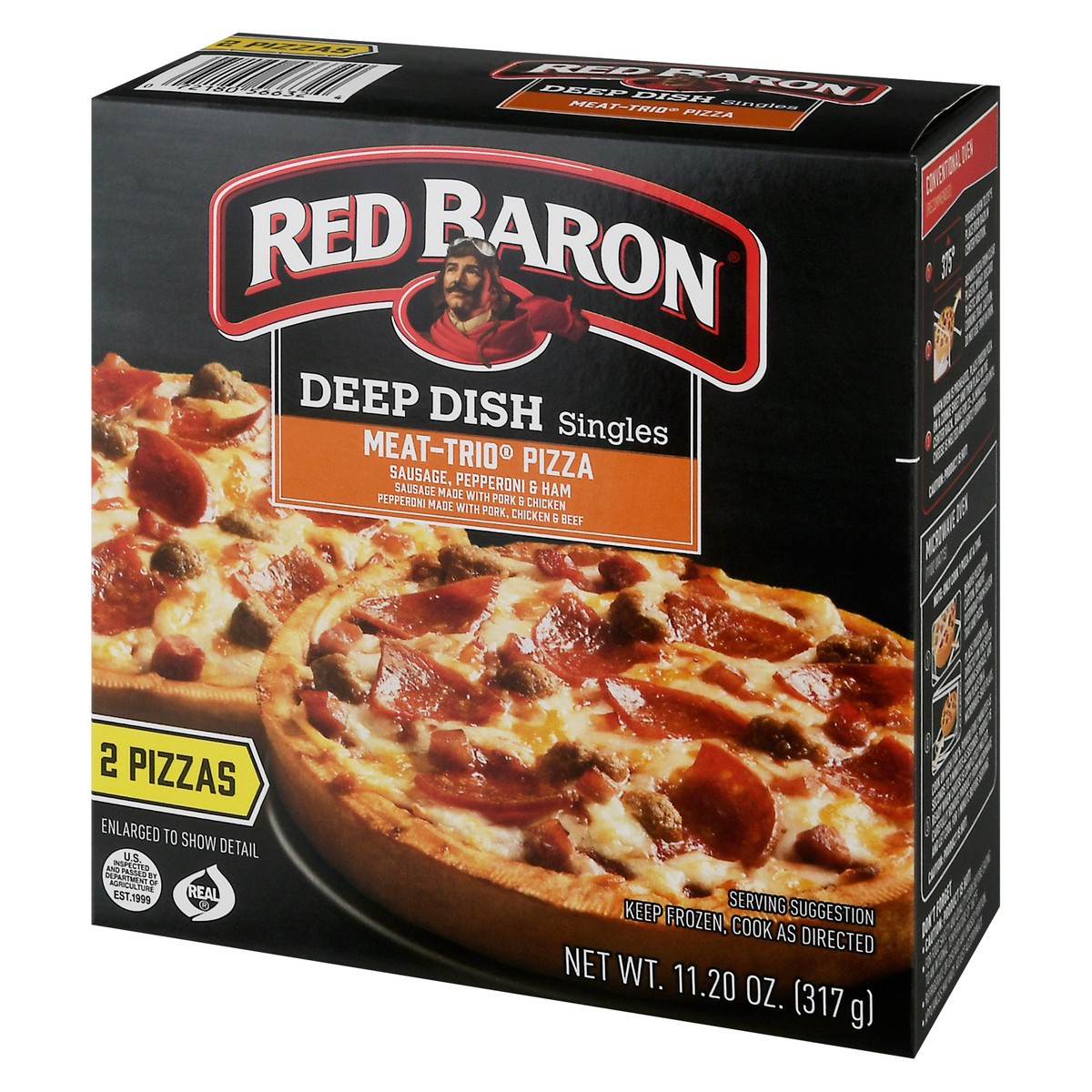 slide 10 of 10, Red Baron Deep Dish Singles Meat Trio Frozen Pizza - 11.2oz, 2 ct
