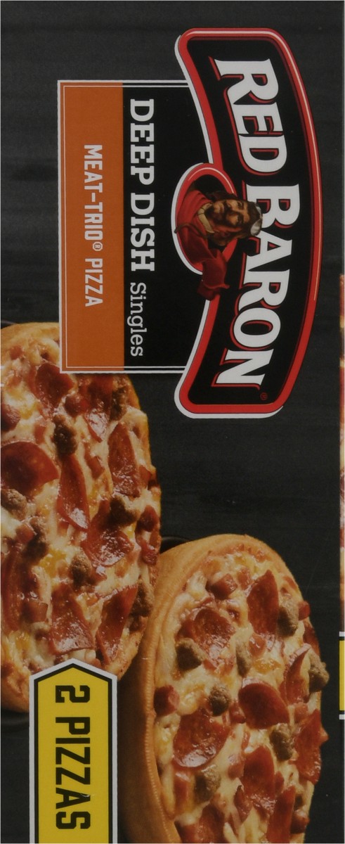 slide 7 of 10, Red Baron Deep Dish Singles Meat Trio Frozen Pizza - 11.2oz, 2 ct