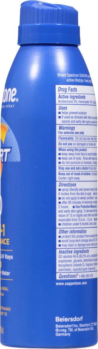slide 5 of 9, Coppertone Sport Broad Spectrum SPF 70 Sunscreen Spray 5.5 oz, 5.5 oz