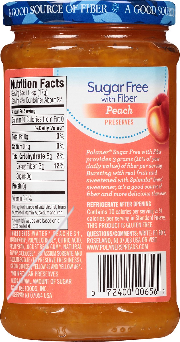 slide 6 of 7, Polaner Sugar Free with Fiber Peach Preserves 13 oz, 13 oz