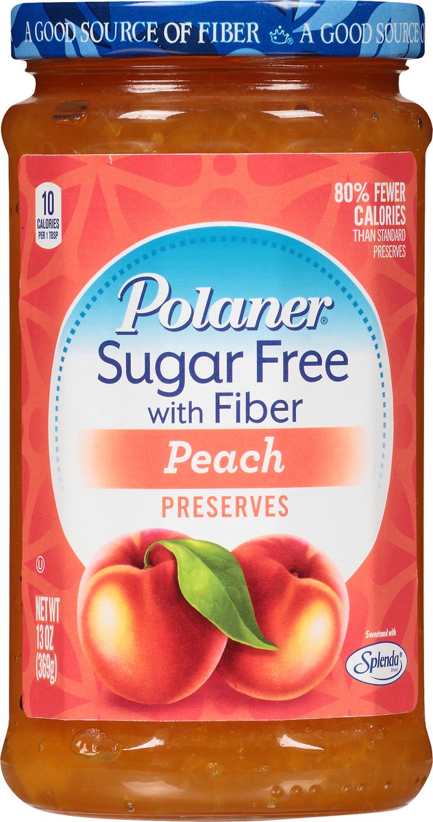 slide 4 of 7, Polaner Sugar Free with Fiber Peach Preserves 13 oz, 13 oz