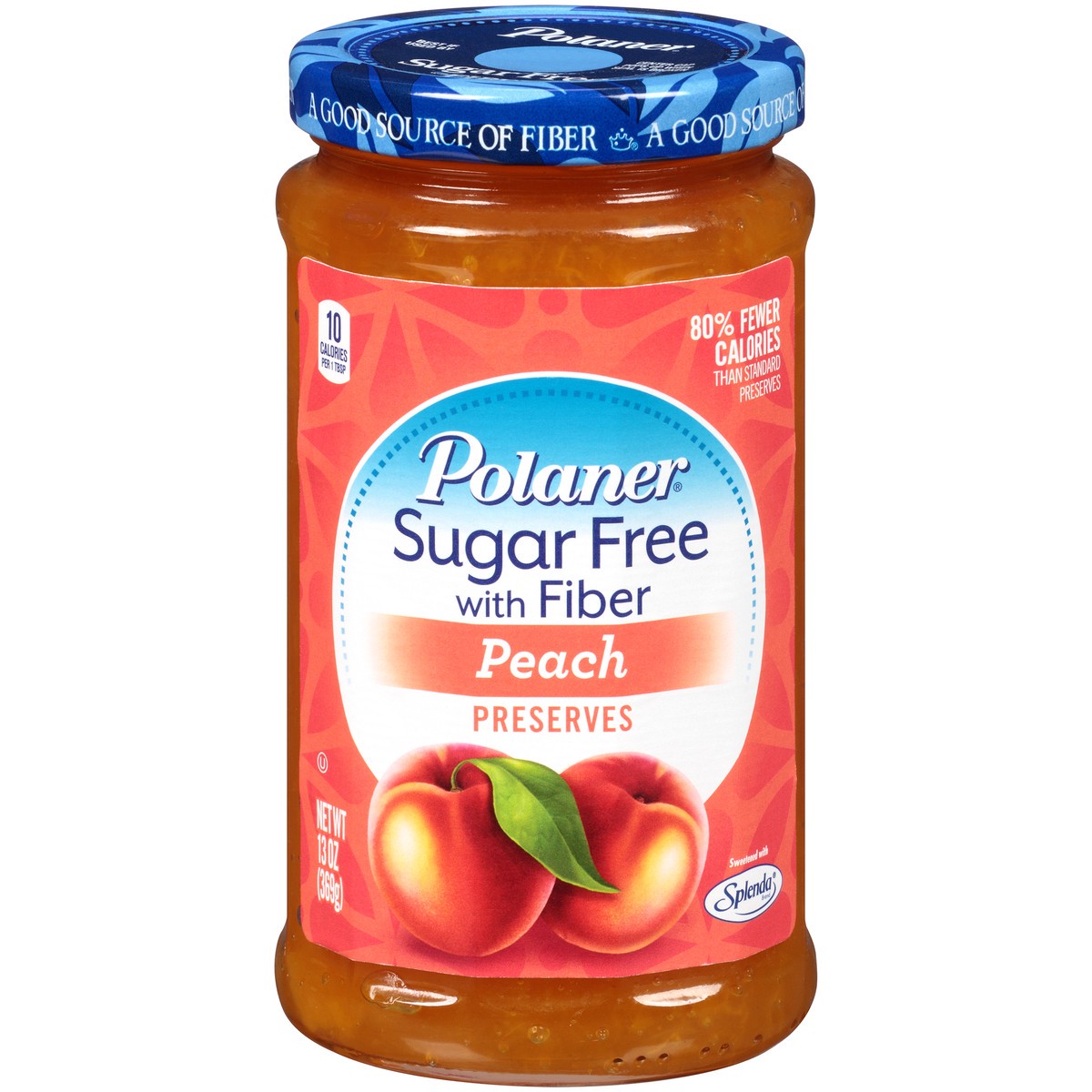 slide 1 of 7, Polaner Sugar Free with Fiber Peach Preserves 13 oz, 13 oz