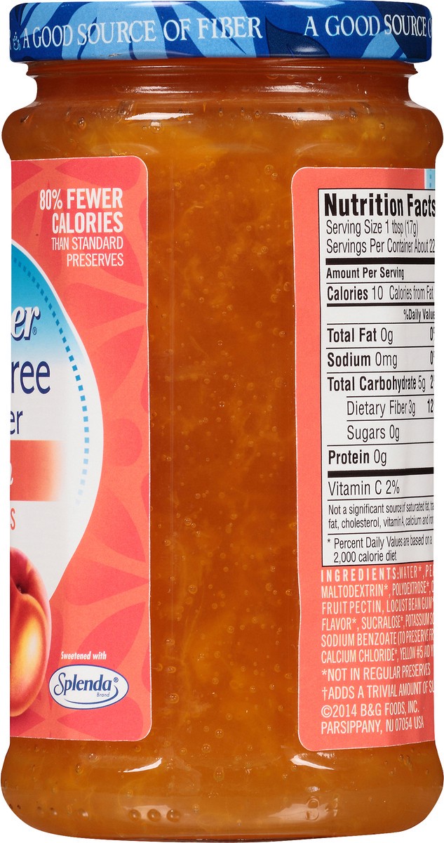 slide 2 of 7, Polaner Sugar Free with Fiber Peach Preserves 13 oz, 13 oz