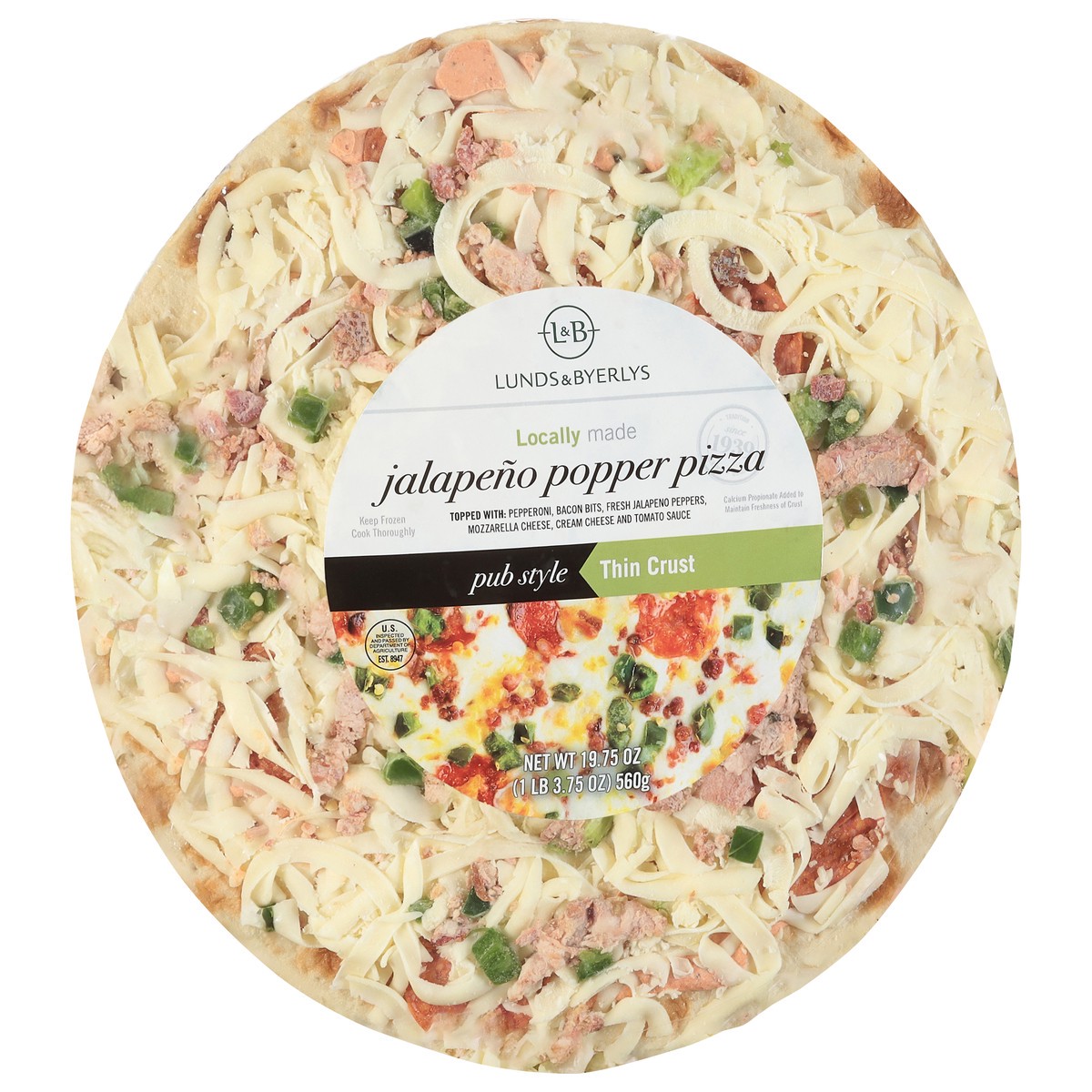 slide 3 of 4, Lunds & Byerlys Pub Style Thin Crust Jalapeno Popper Pizza 19.75 oz, 19.75 oz