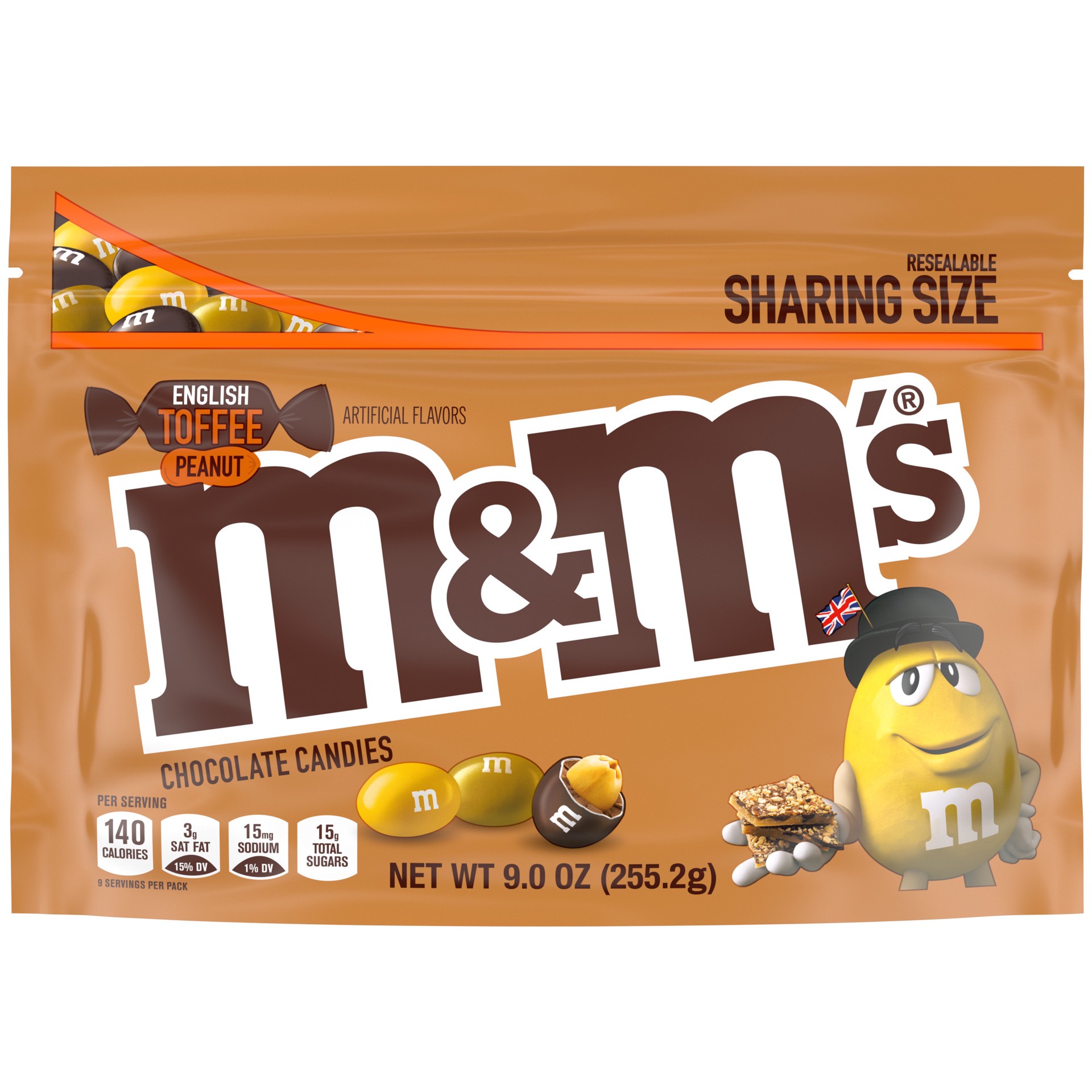 slide 1 of 5, M&M's English Toffee Peanut Chocolate Candy Flavor Vote, 9 Ounce Bag, 9 oz