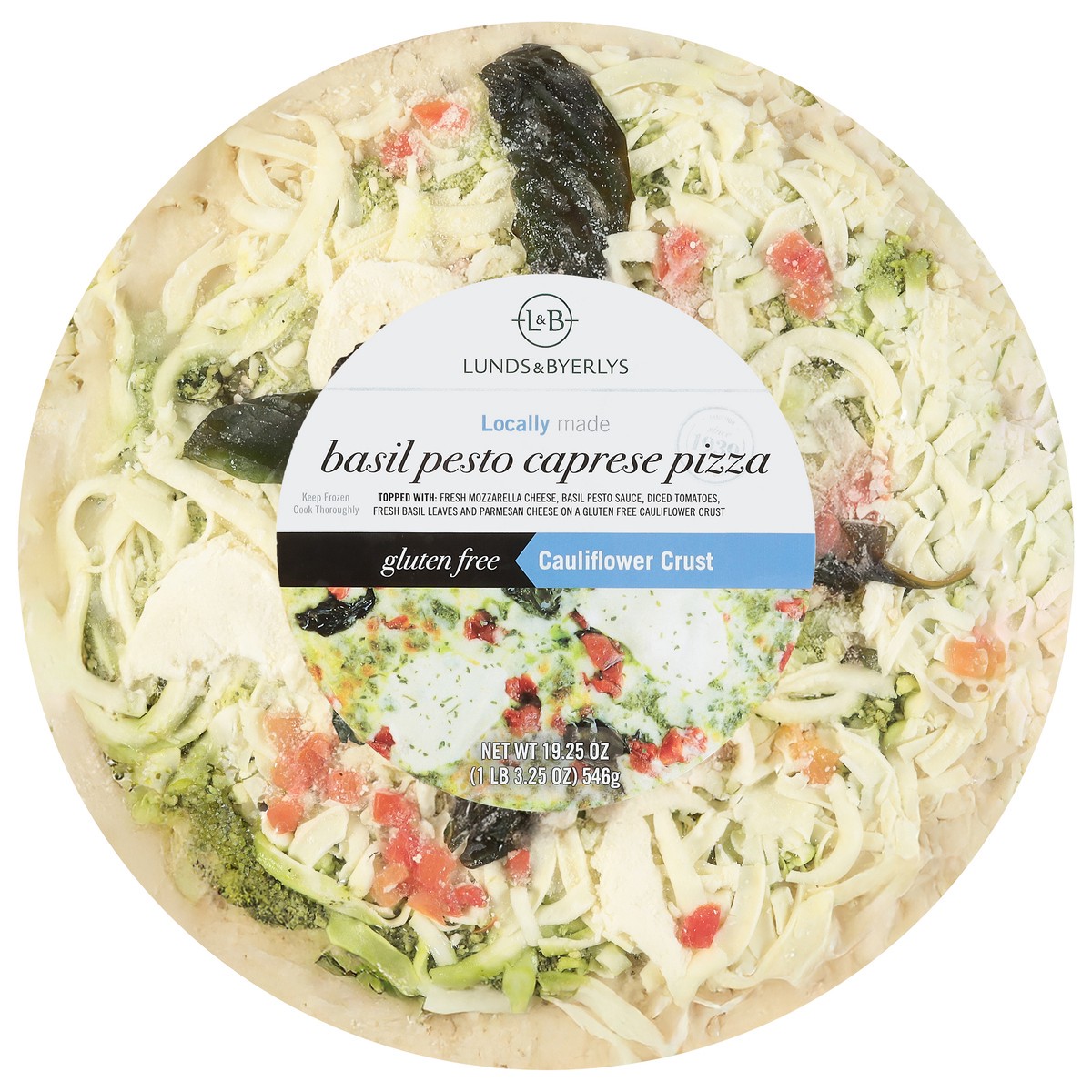 slide 1 of 4, Lunds & Byerlys Gluten Free Cauliflower Crust Basil Pesto Caprese Pizza 19.25 oz, 19.25 oz