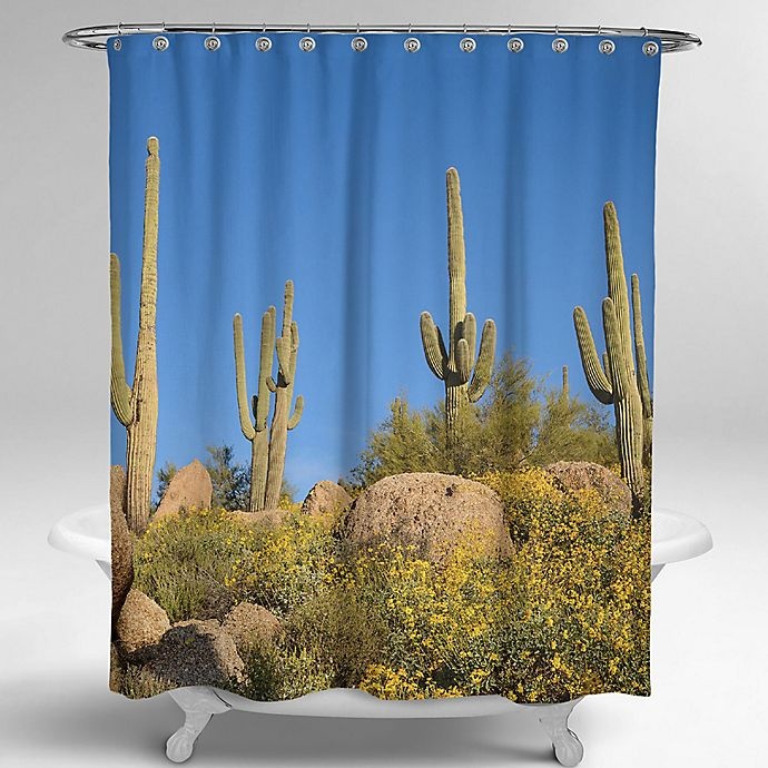 slide 1 of 2, Avanti Photoreal Cactus Square Shower Curtain, 72 in