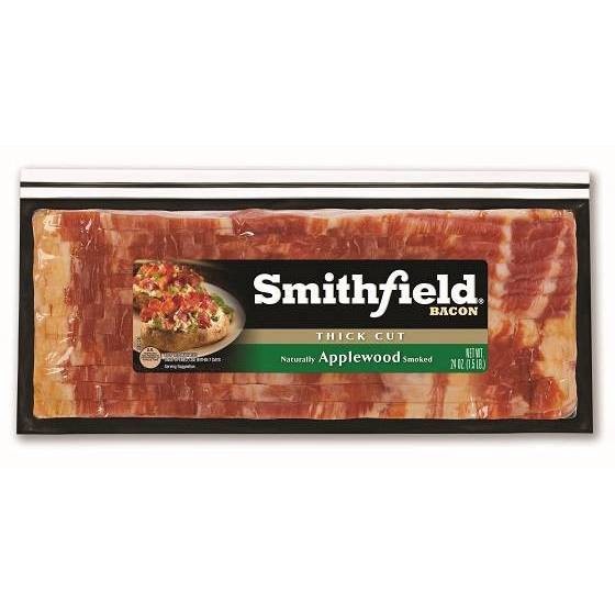 slide 1 of 9, Smithfield Thick Cut Applewood Smoked Bacon 24 oz, 24 oz