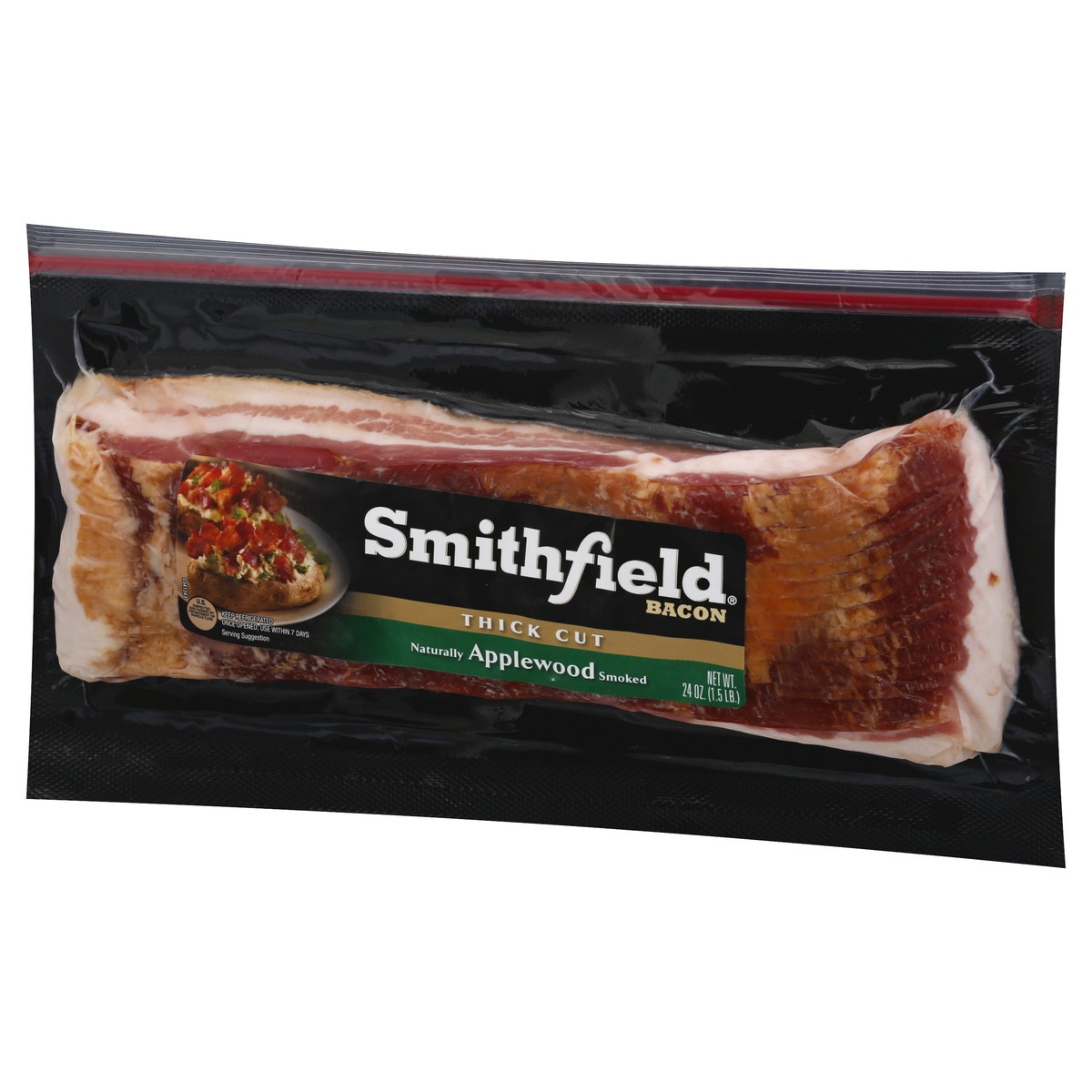 slide 8 of 9, Smithfield Thick Cut Applewood Smoked Bacon 24 oz, 24 oz