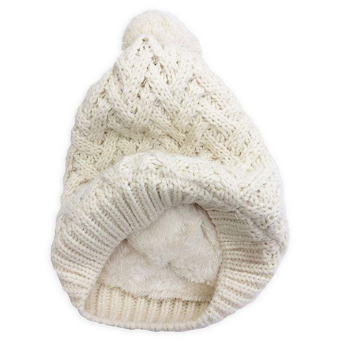 slide 1 of 2, Isaac Mizrahi Crisscross Pom Beanie - White, 1 ct