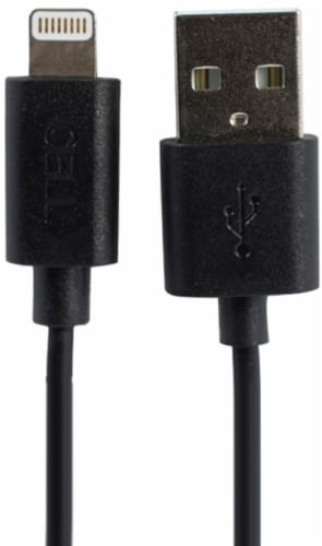 slide 1 of 1, CELLCandy USB-to-Lightning Sync/Charge Cable For Apple Products - Black, 4 ft