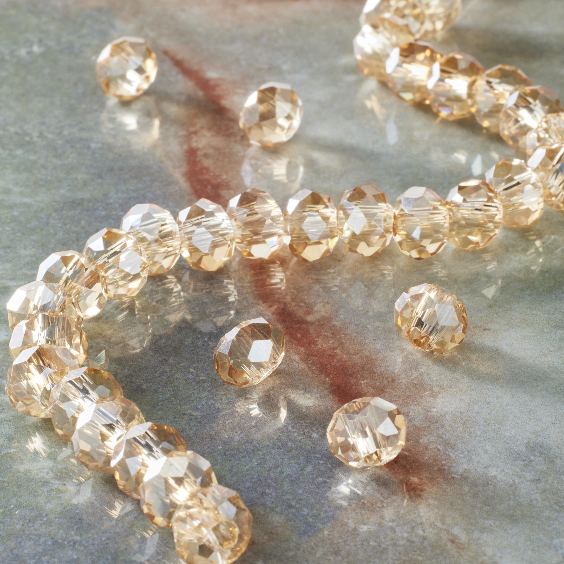 slide 3 of 3, Champagne Glass Faceted Rondelle Beads By Bead Landing, 8 mm