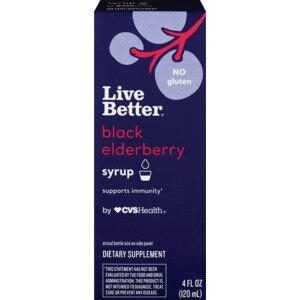 slide 1 of 1, CVS Health Liver Better Black Elderberry Syrup, 4 Oz, 4 oz