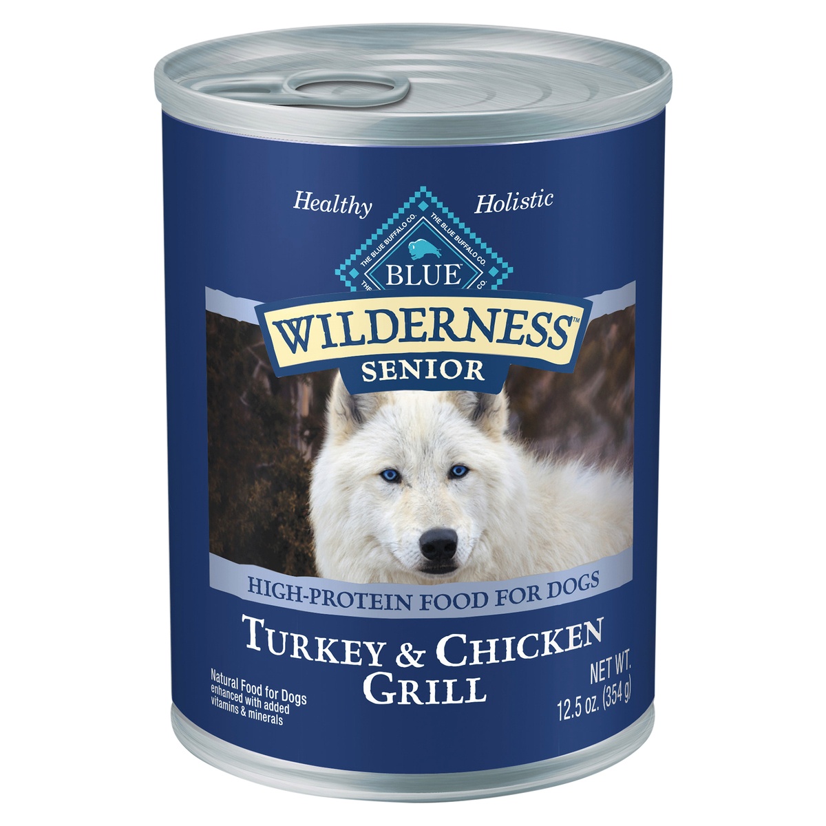 slide 1 of 1, Blue Buffalo Wilderness High Protein, Natural Senior Wet Dog Food, Turkey & Chicken Grill 12.5-oz Can, 12.5 oz