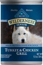 Blue Buffalo Wilderness High Protein, Natural Senior Wet Dog Food, Turkey & Chicken Grill 12.5-oz Can