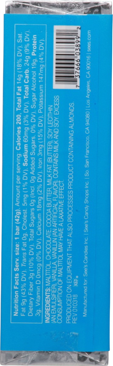 See's Candies Sugar Free Dark Candy Bar 1.5 oz 1.5 oz | Shipt