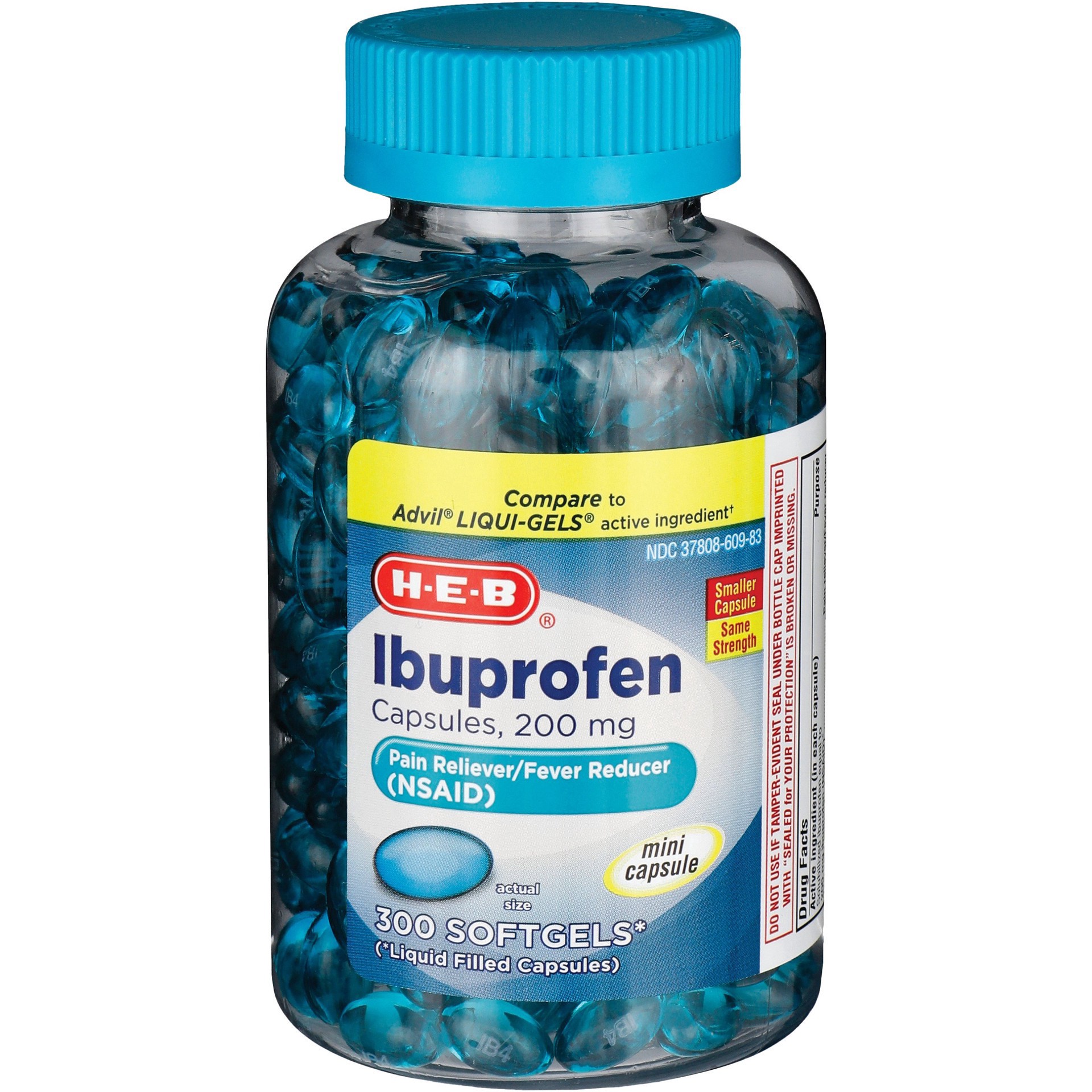 slide 1 of 1, H-E-B Ibuprofen 200 mg Softgels, 300 ct