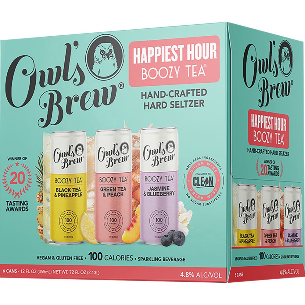slide 1 of 1, Owl's Brew Boozy Tea Seltzer Partea Pack, 6 ct; 12 oz