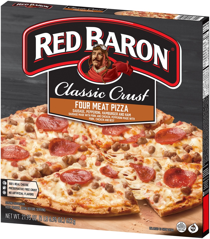 slide 3 of 9, Red Baron Classic Four Meat Frozen Pizza - 21.95oz, 21.95 oz