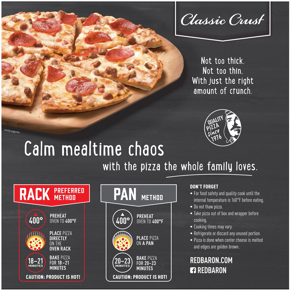 slide 6 of 9, Red Baron Classic Four Meat Frozen Pizza - 21.95oz, 21.95 oz