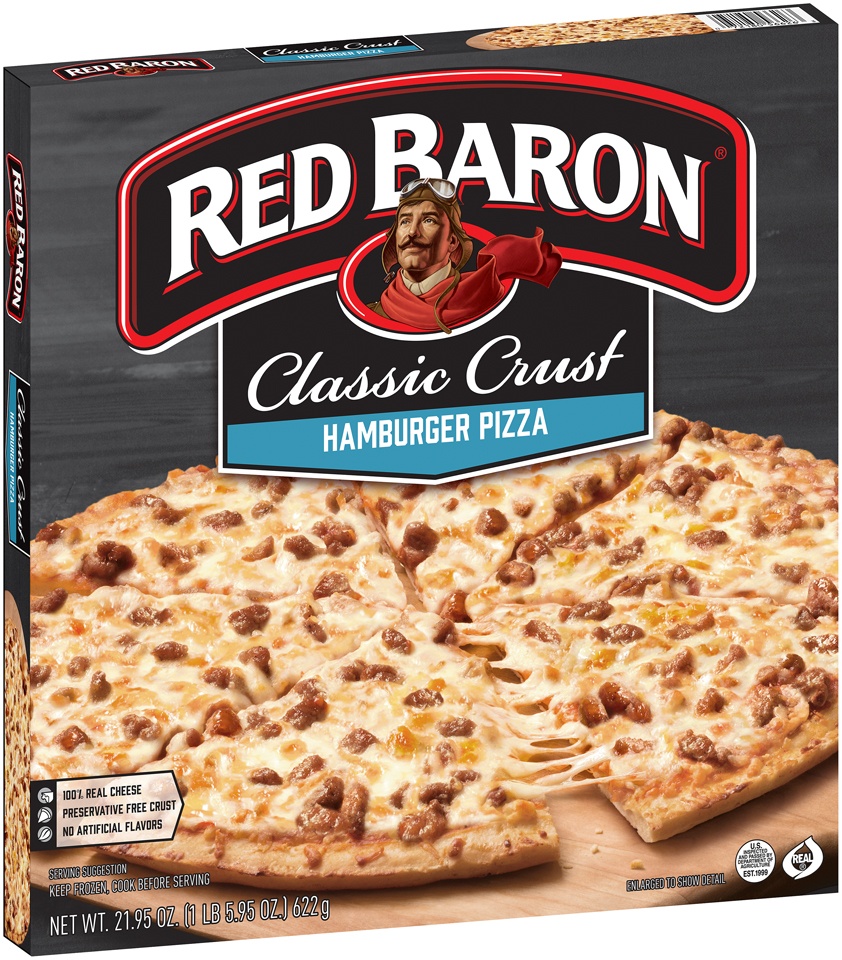 slide 8 of 9, Red Baron Classic Crust Hamburger Pizza, 21.95 oz