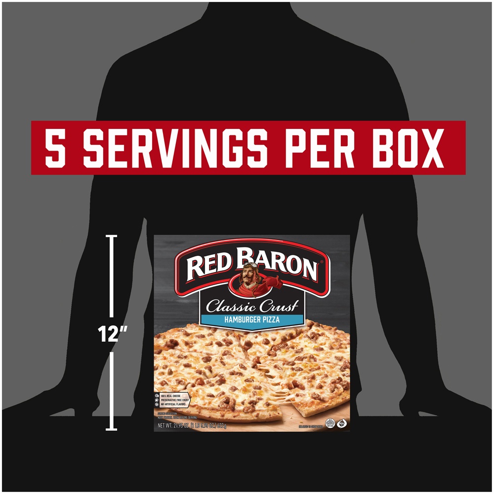 slide 6 of 9, Red Baron Classic Crust Hamburger Pizza, 21.95 oz