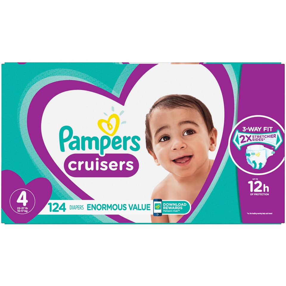 slide 2 of 2, Pampers Cruisers Diapers Enormous Pack - Size 4 - 124ct, 124 ct