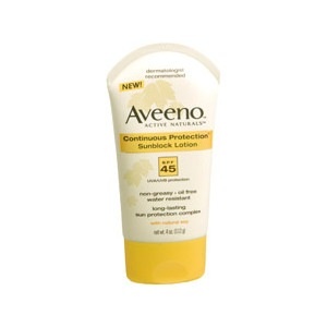 slide 1 of 1, Aveeno Active Naturals Continuous Protection Sunblock Lotion Spf 45, 4 oz